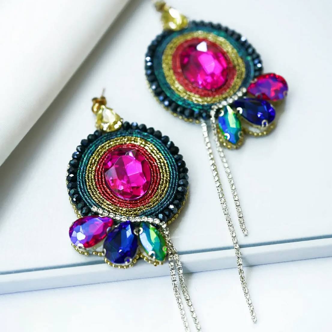 Statement Crystal Beaded Drop Earrings – Sparkle Redefined