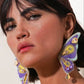 Handcrafted Butterfly Statement Earrings – Purple, Yellow & Beaded Shine