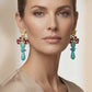 Crowned Ruby & Turquoise Drop Earrings