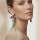 Crowned Ruby & Turquoise Drop Earrings