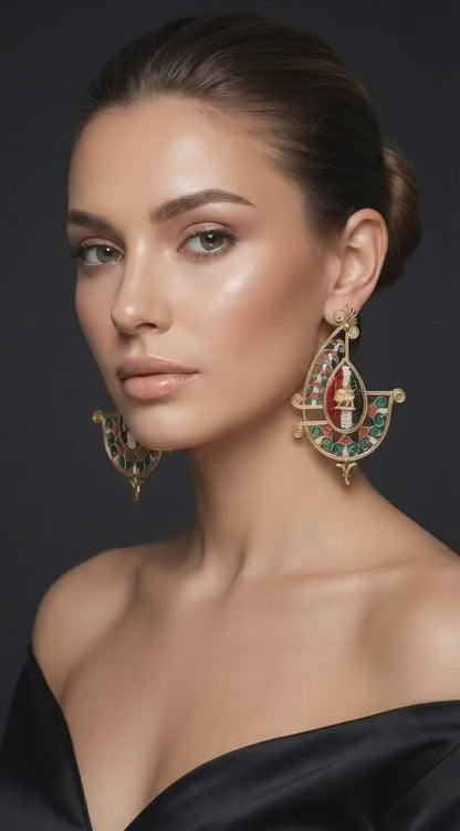 Iran Handmade earrings with Lion and sun sign